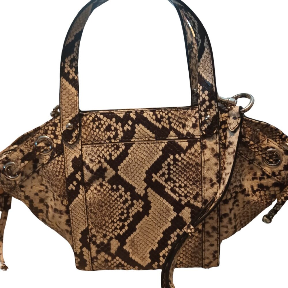 Rebecca Minkoff Crossbody Handbag Purse Black and white Snakeskin Satchel EUC - Picture 4 of 5